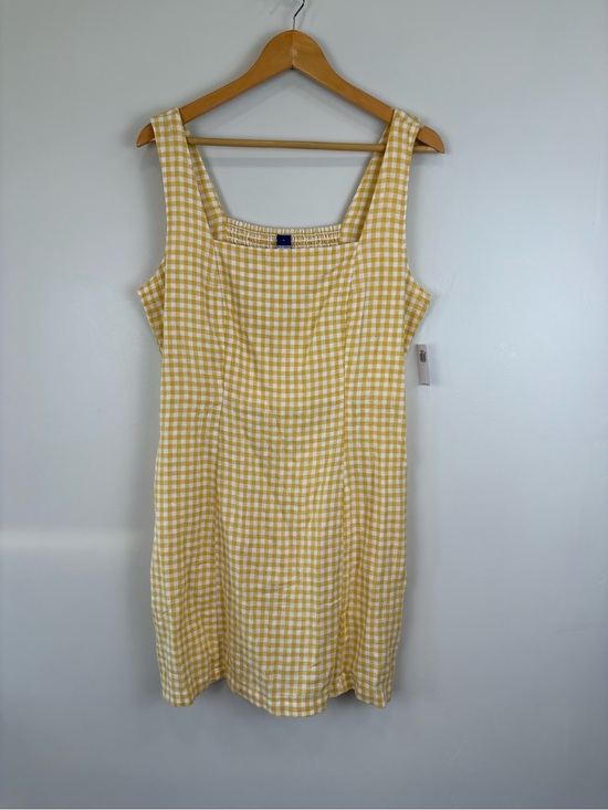 Old Navy Dresses & Skirts - NWT Old Navy Square-Neck Linen-Blend Mini Dress in Yellow Gingham Large